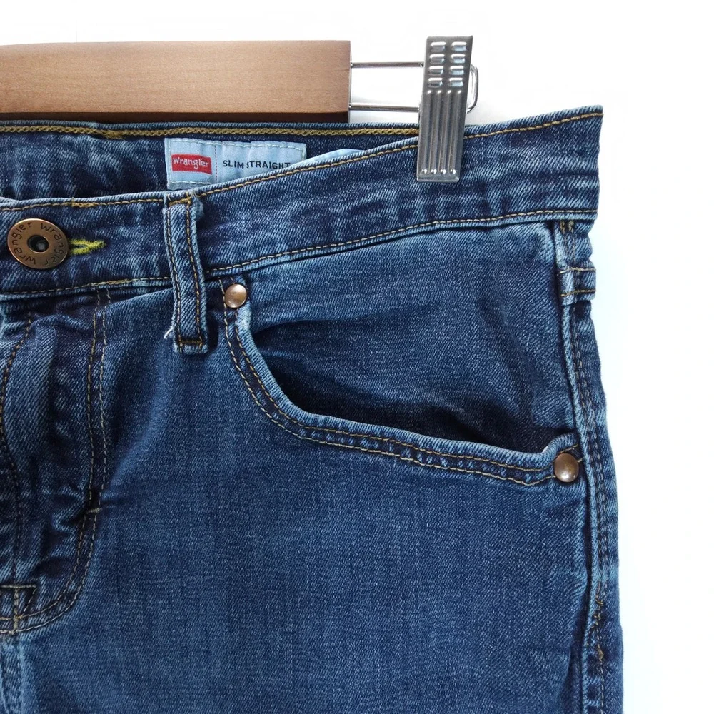 Wrangler Slim Straight Jeans Mens 32x30‎ Blue Streetwear Skate Denim Pants